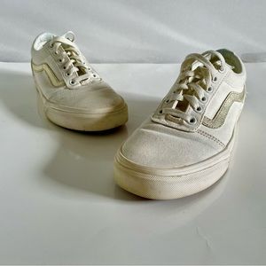 Vans Old Skool Sneakers, Cream & Gold Metallic, Women’s Size 7.5